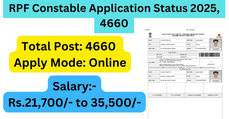 RPF Constable Application Status 2025